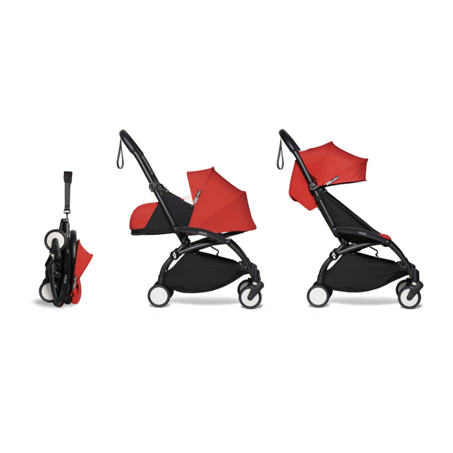 Complete BABYZEN stroller YOYO2  0+ and 6+ | Black Chassis Red